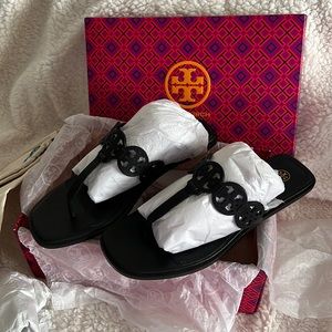 Tory Burch - Tiny Miller Thong Sandal - Calf Leather - Perfect Black - Size 7
